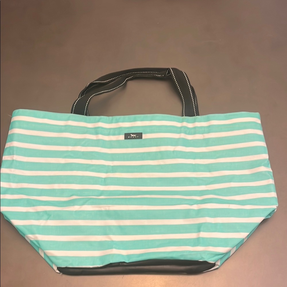 Scout Aqua and White Striped Tote